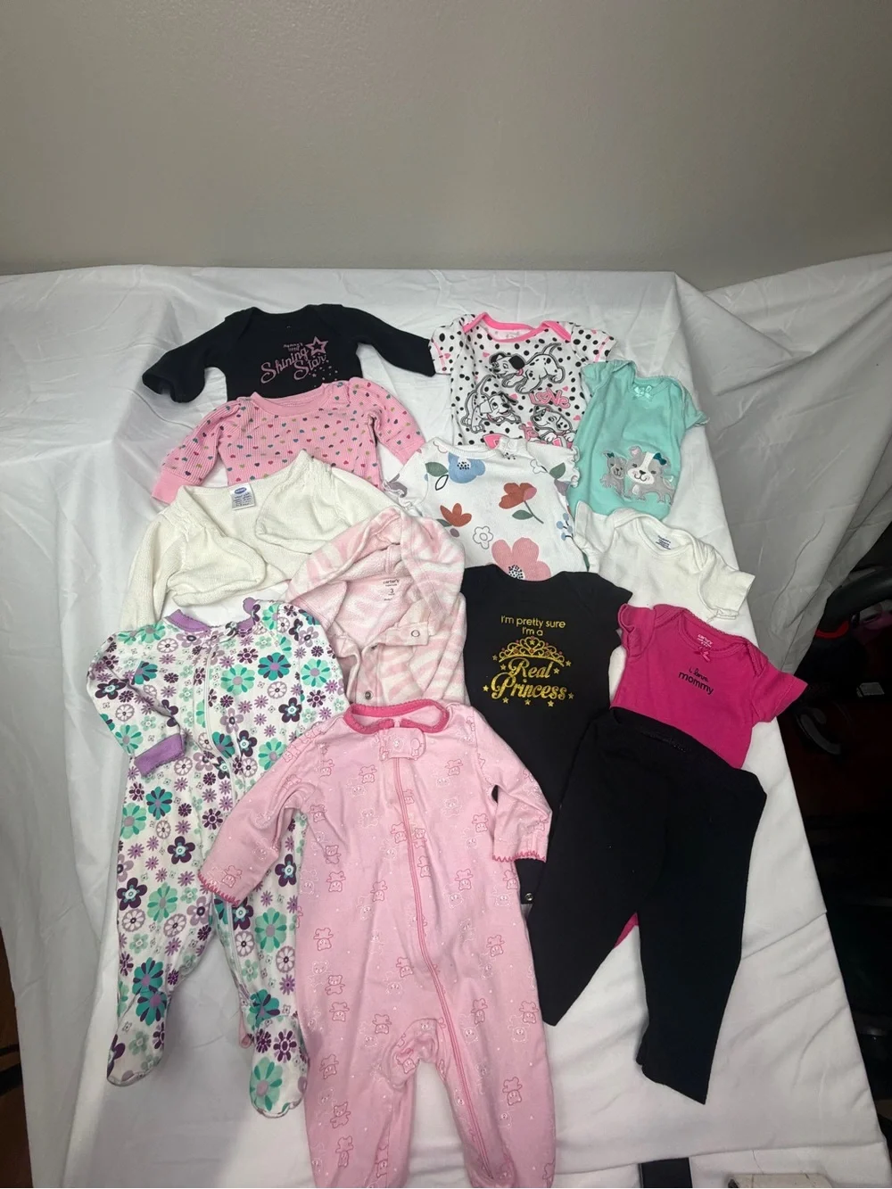 Mixed Baby One-Piece Bundle - Pink, Black, Aqua, White, Floral
